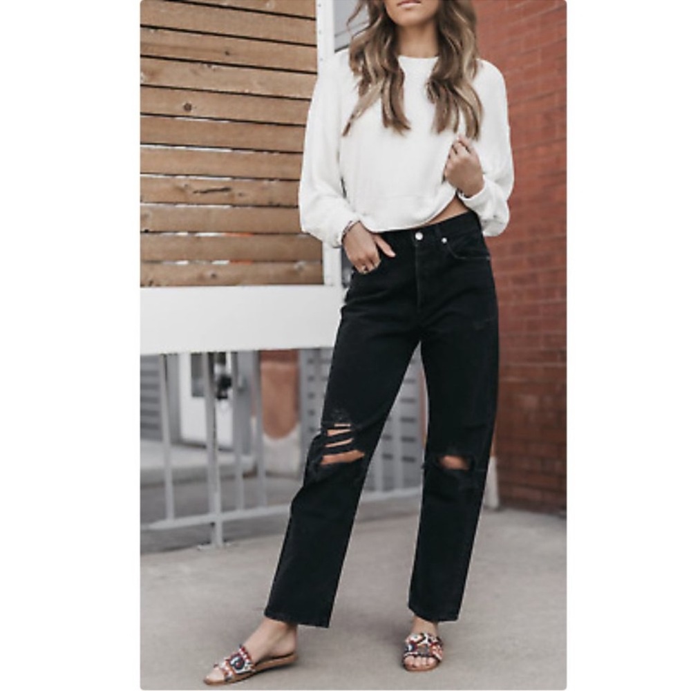 Agolde 90’s high rise loose fit straight leg black jeans. Size 24.